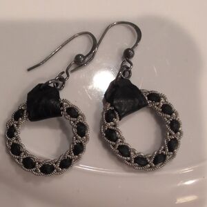 Sami Pewter And Leather Earrings